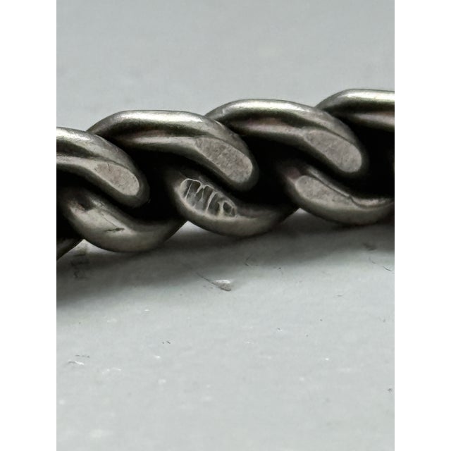 Vintage 1970s Modernist Open Cuff Bracelet With Braided Silver Tone Links For Sale - Image 12 of 12