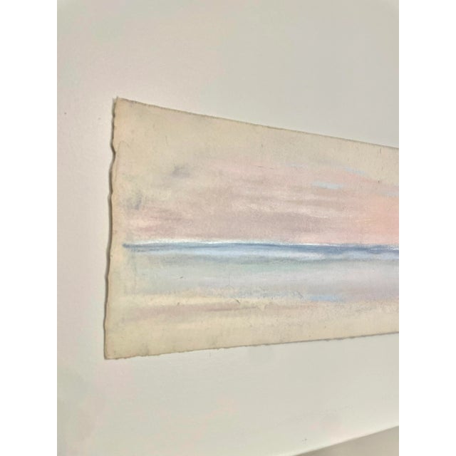1950s Modern Coastal Original Pastel Unframed Raw Edge Painting, Pink, Blue and Yellow For Sale - Image 5 of 12