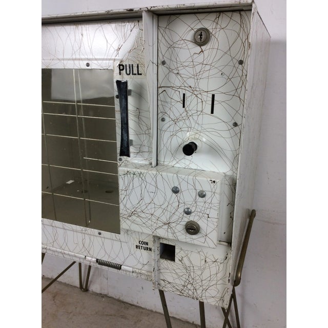 White Mid Century Modern Freestanding Newspaper Vending Cabinet on Hairpin Legs For Sale - Image 8 of 12
