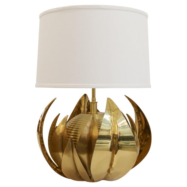 Single Italian Mid-Century Brass Table Lamp , 1950's For Sale - Image 16 of 18