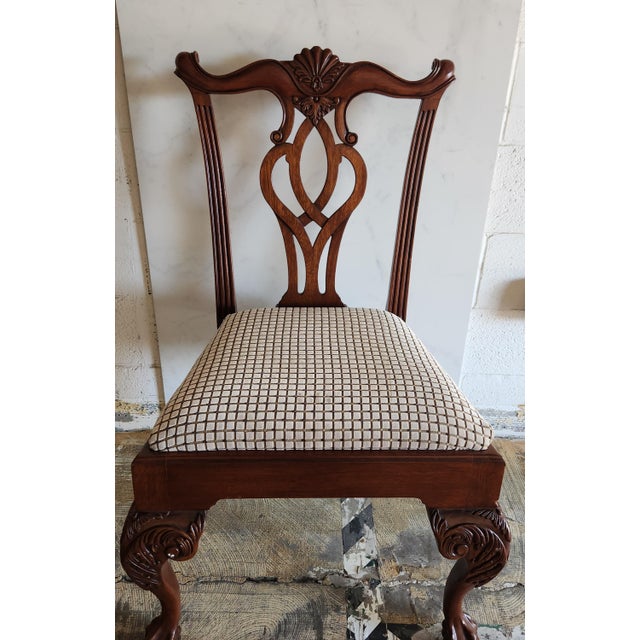Wood 8 Mahogany American Chippendale "Scroll" Chairs Attributed to Leighton Hall For Sale - Image 7 of 16