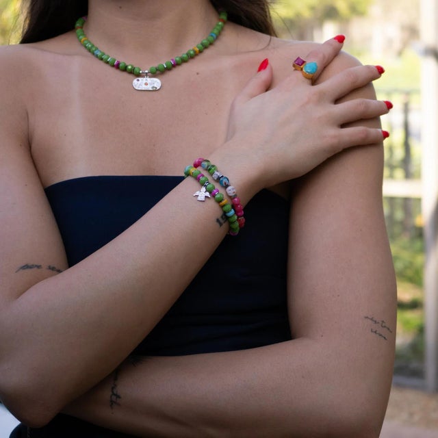 Early 21st Century Spring Vibes Angel Charm Colorful Protection Bracelet Set For Sale - Image 5 of 9