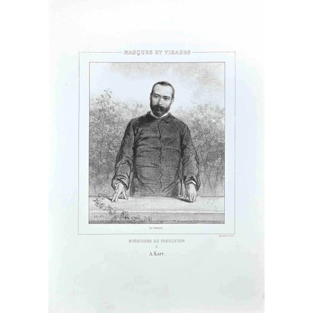 A. Karr is a lithograph on ivory-colored paper, realized by the French draftsman Paul Gavarni (alias Guillaume Sulpice...
