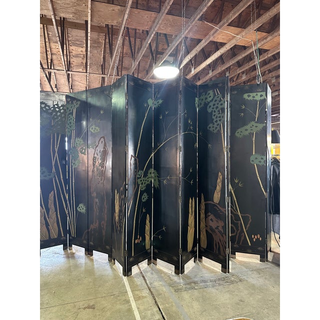 Maitland Smith Coromandel Chinoiserie Eight Panel Screen For Sale - Image 13 of 15
