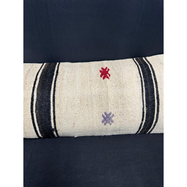 Contemporary Turkish Hemp Pillow Cushion Natural Beige Black Cushion Cover 14x45 For Sale - Image 3 of 4