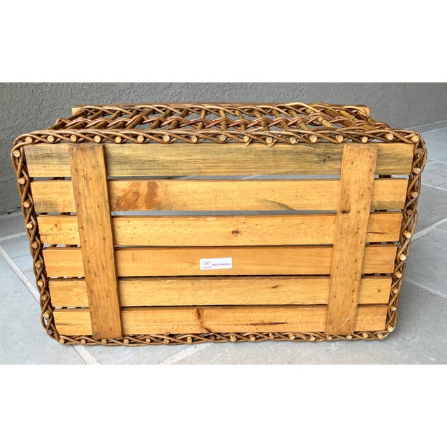 Circa 1980 Chic Jackfruit Wood & Rattan Catchall / Storage “Crate” Basket, Indonesia For Sale - Image 10 of 13