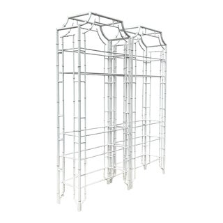 Vintage Coastal Metal Bamboo Pagoda Etagere - a Pair For Sale