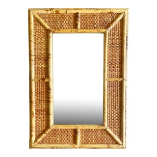 Coastal Woven Rattan and Bamboo Wall Mirror For Sale