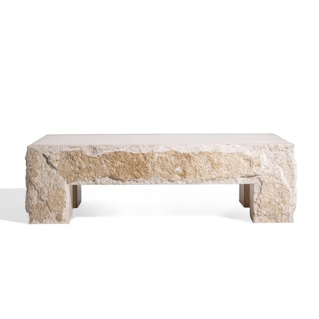 Stone International Mid Century Travertine Coffee Table This coffee table measures: 53.5 wide x 27.5 deep x 15.75 inches...