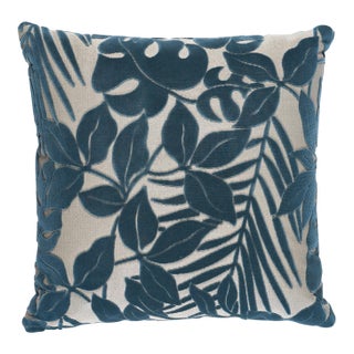 Schumacher Miramar I/O Velvet 22" Pillow In Cadet For Sale