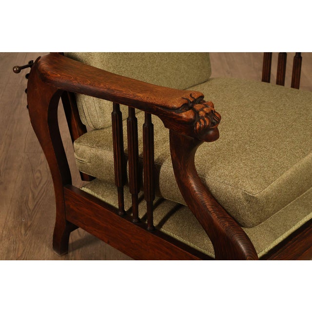Wood Antique Victorian Oak Morris Reclining Chair For Sale - Image 7 of 18