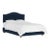 Twin Camelback Bed in Velvet Ink with Pewter Nails For Sale