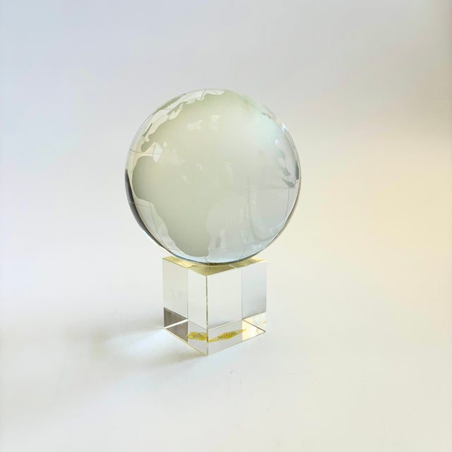 Mid-Century Modern Vintage Crystal Globe on Stand For Sale - Image 3 of 12