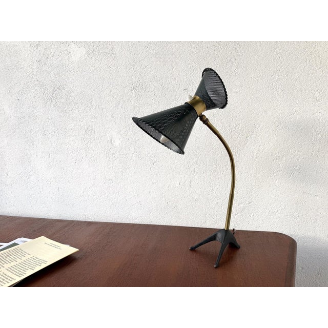 Diabolo Desk Lamp in Perforated Sheet Metal and Brass by Matégot, 1950s For Sale - Image 16 of 16