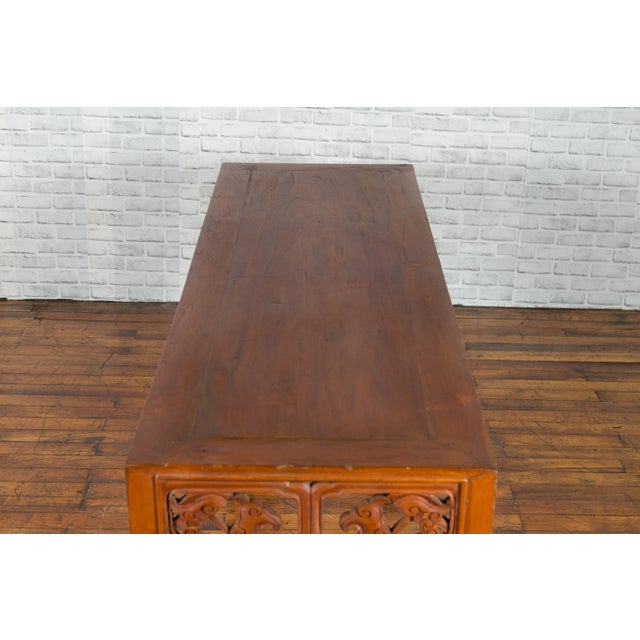 Mid 19th Century Chinese Console Table with Cloud-Carved Apron and Scrolling Feet For Sale - Image 9 of 12