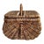 Vintage Wicker Handmade Buttocks Farmer's Harvest Basket With Removable Lid For Sale