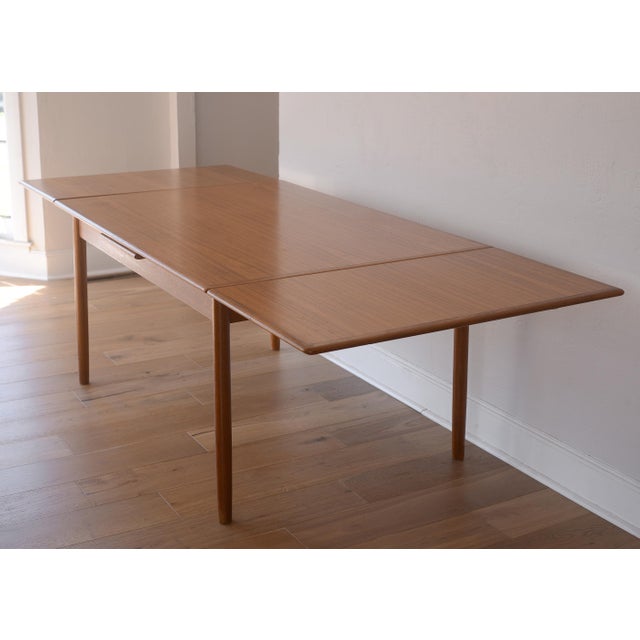 Kurt Ostervig Kurt Ostervig Style Danish Teak Extendable Dining Table With Hidden Leaves For Sale - Image 4 of 13
