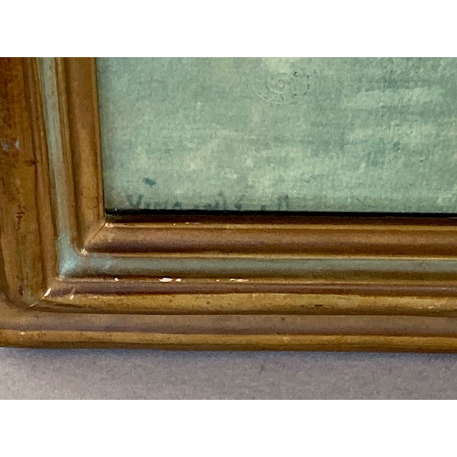 Early 20th Century Print, Original Nouveau-Styled Frame, Sailboats at Harbor For Sale - Image 4 of 6