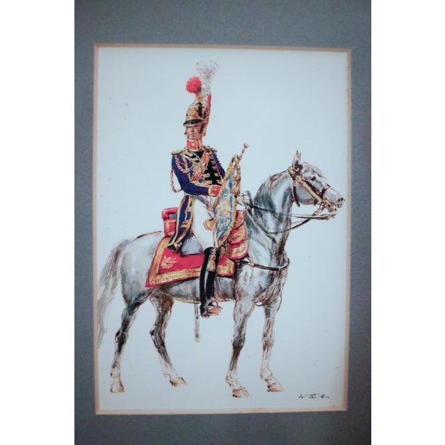 Set of Nine Framed Vintage Wolfgang Tritt Lithographs Depicting 18th C. Military Uniforms For Sale - Image 9 of 16