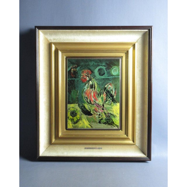 Bruno Cassinari, Il Gallo, Silkscreen on 800 Silver Plate, 1978, Framed For Sale - Image 6 of 18