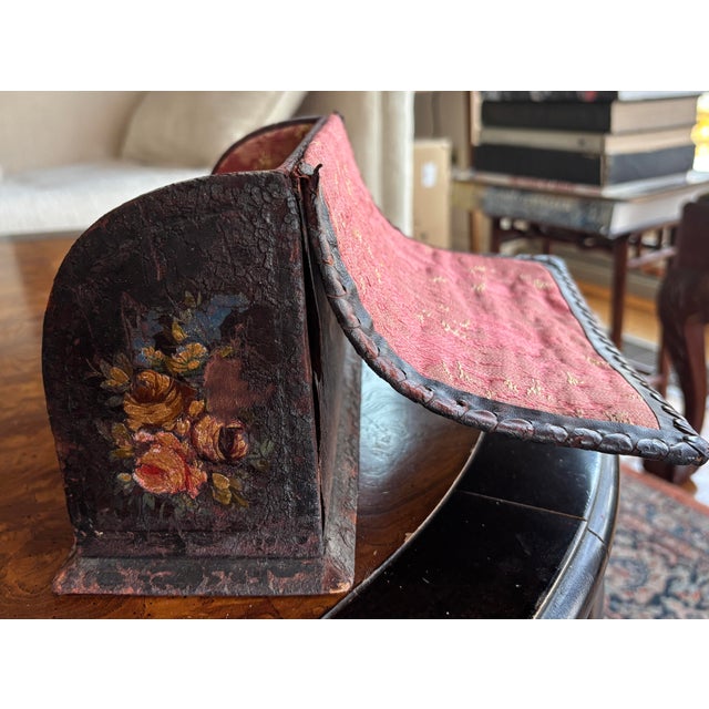 Victorian Hand - Painted Leather Letter Box, Floral Decor, C 1860-1880 For Sale - Image 10 of 12
