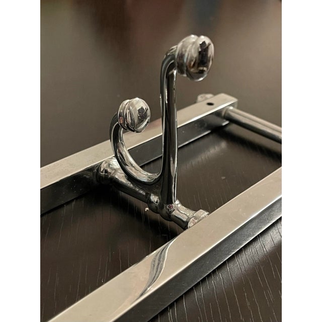 Art Deco French Art Deco Coat Rack Hanger - Swivel Hooks 1940s, Chrome Plate For Sale - Image 3 of 12