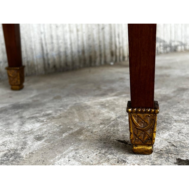 20th Century French Louis XVI Style Bronze, Round Marble & Oak Side Table For Sale - Image 14 of 18