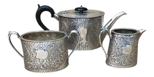 1870s Victorian Silverplate English Tea Set- 3 Pieces