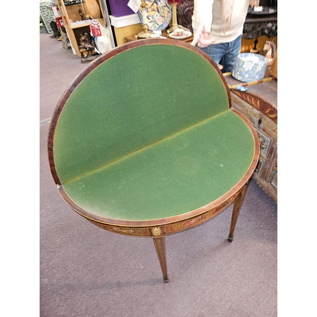 18th Century Georgian Hand Painted Demi-Lune Game Table For Sale - Image 9 of 17