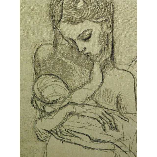 1950s Pablo Picasso Reproduction Lithograph "Mother&Child" Plate Signed Custom Framed For Sale - Image 5 of 6