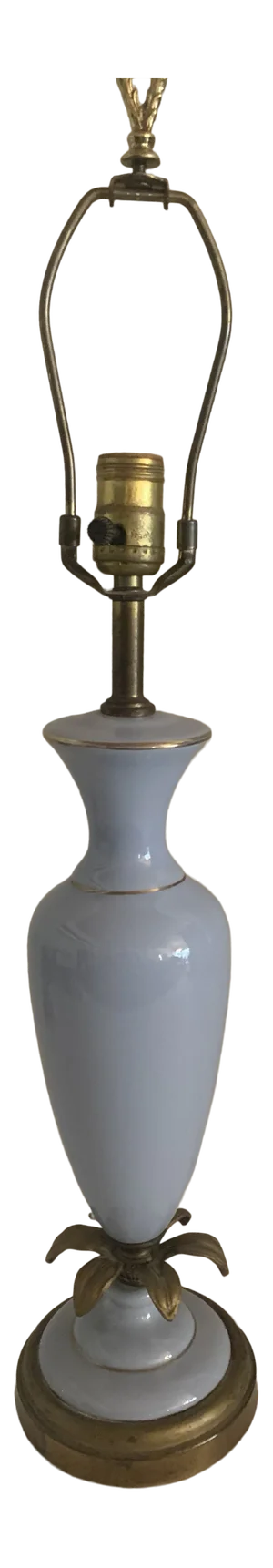 1920s French Art Deco Blue Lamp With Gilt Metal Trims