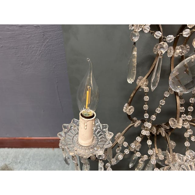 Vintage Crystal Wall Sconces, Italy, 1960s, Set of 2 For Sale - Image 10 of 12