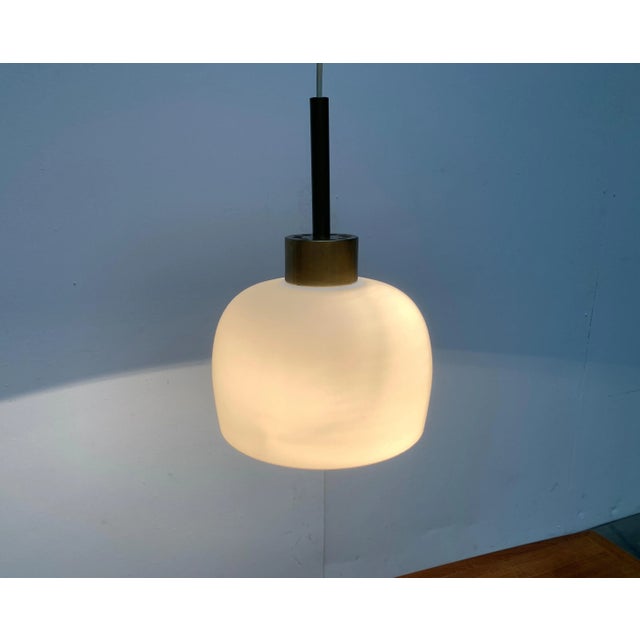 Mid-Century Danish Brass and Glass Pendant For Sale - Image 10 of 18