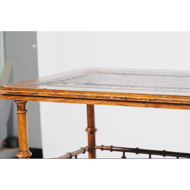 Late 20th Century Judson Rothschild Aesthetic Movement Faux Bamboo Console Table With Leather Inset Top for the Rothschild Collection For Sale In Los Angeles - Image 6 of 10