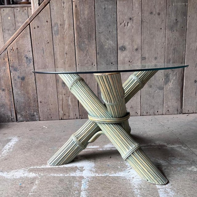 Vintage Side Table in Faux Bamboo with Glass Top, 1980s For Sale - Image 6 of 13