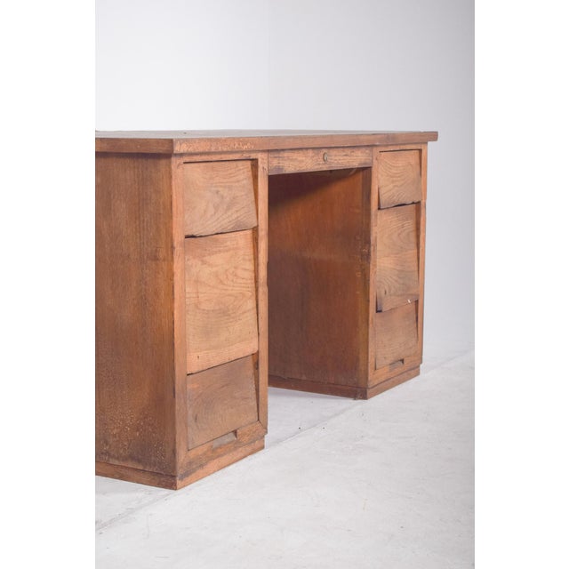 Brown Portuguese Desk in Oak, 1950s For Sale - Image 8 of 14