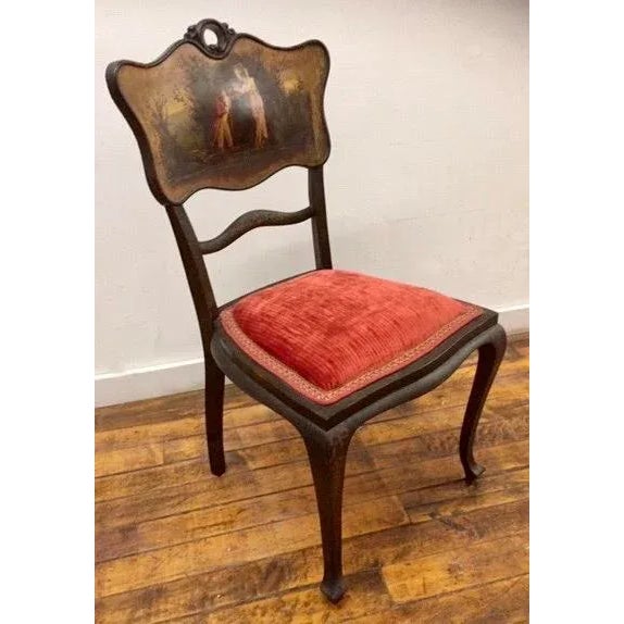 Antique Side Chair - Hand Painted For Sale - Image 4 of 4