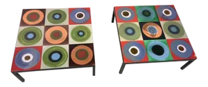 Colorful Modern Tile Tables by Roger Capron - a Pair