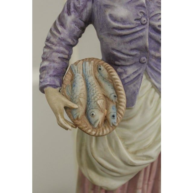 White Pair Vintage 1950s Era Bisque Figural Italian Table Lamps For Sale - Image 8 of 13