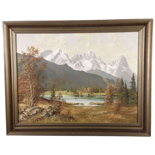 Sepp Börgl, Wangenbrechsee, Wetterstein Area, 1970, Oil on Canvas For Sale