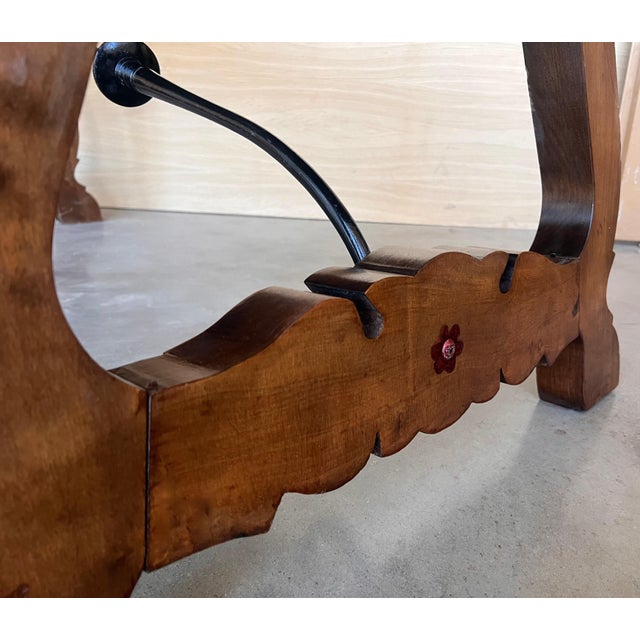 19th C. Dining or Console Table of Walnut with Lyre Legs and Heavy Top, Spain For Sale - Image 14 of 18