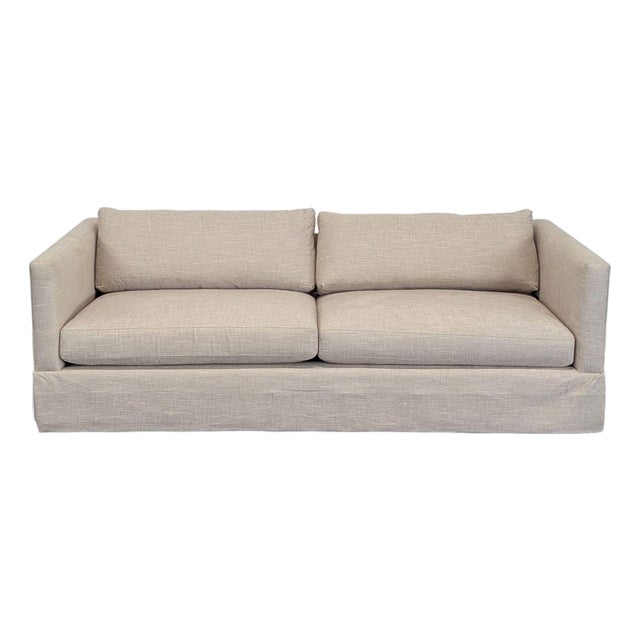 Crate and Barrel Magritte Modern Beige Loveseat With Removable Cushions For Sale