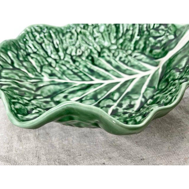 Vintage Secla Green Cabbage Ware Serving Bowl Made in Portugal For Sale In Tampa - Image 6 of 9