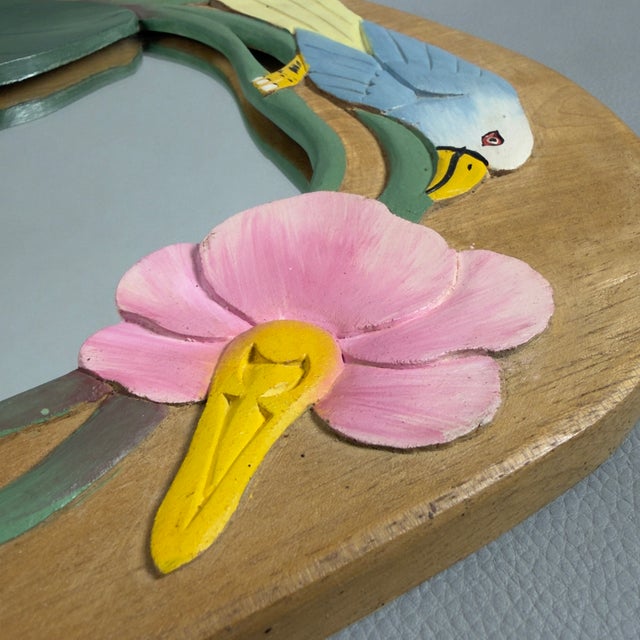 Wood Oval Wall Mirror in Carved Wood For Sale - Image 7 of 10