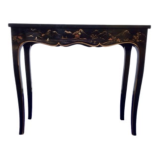 1970s Heritage Furniture Chinoiserie Hand-Painted Gilt Carved Wood Console Table For Sale