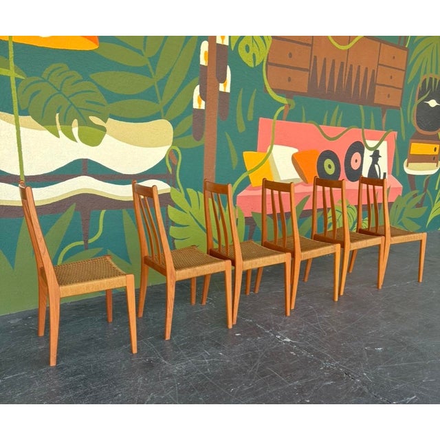 Mid 20th Century Danish Teak & Cord Dining Chairs - 6 For Sale - Image 5 of 10