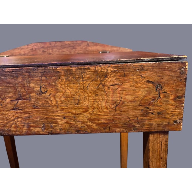 Antique Wooden School Desk-Primitive Student-Lift Top-Storage-Farmhouse-Rustic For Sale - Image 9 of 11