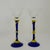 Postmodern Pair of Signed Shafaq Malik Postmodern Art Glass Martini Glasses – Cobalt Blue & Yellow For Sale - Image 3 of 9