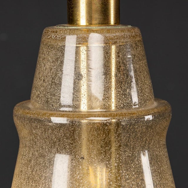 Goldenrod 20th Century Italian Murano Glass Cone Shaped Pendant Light, 1970s For Sale - Image 8 of 11