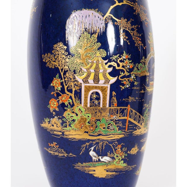 Vintage Cobalt Blue Porcelain Vases from Carlton Ware, 1920s, Set of 2 For Sale - Image 10 of 18
